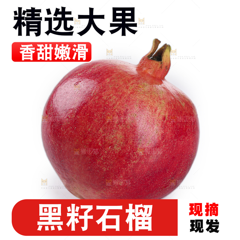 白底上的黑籽石榴