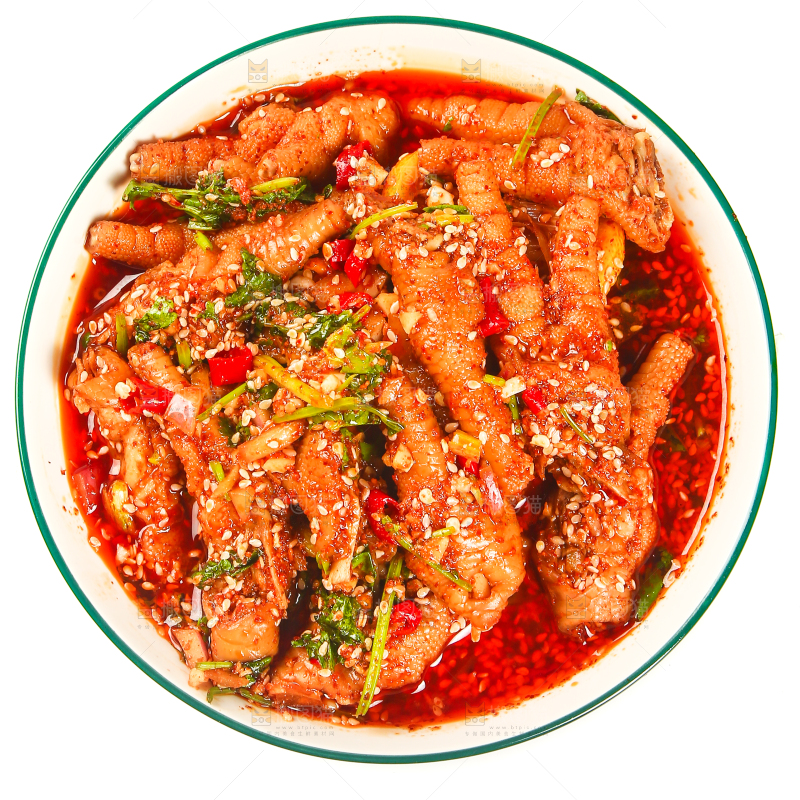 白底上的香辣鸡爪