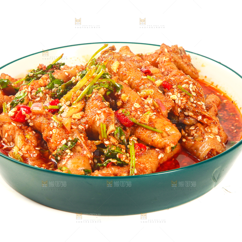白底上的香辣鸡爪