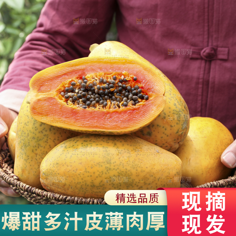 草地上的红心木瓜