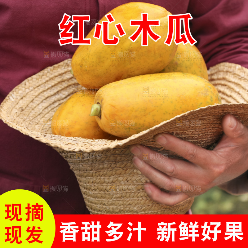 手里拿着红心木瓜