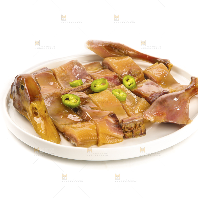 白底上的风干鸭