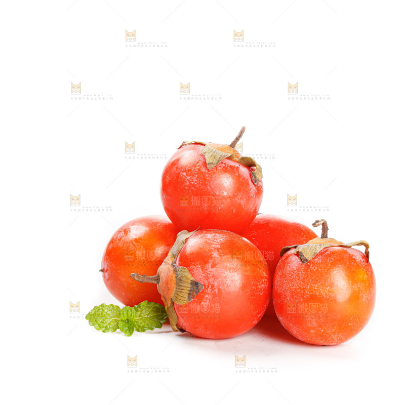 白底上的珍珠蜜柿