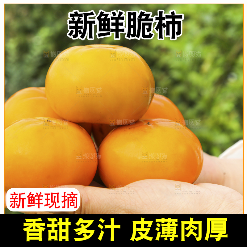手里拿着新鲜脆柿