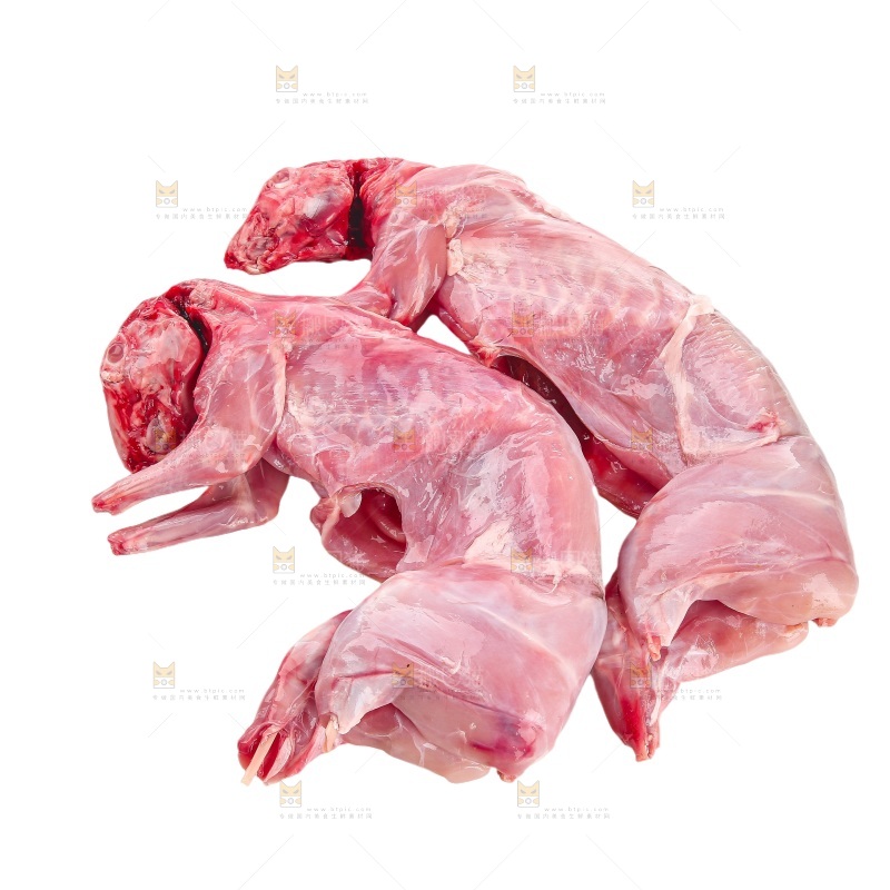 白底上的新鲜兔肉