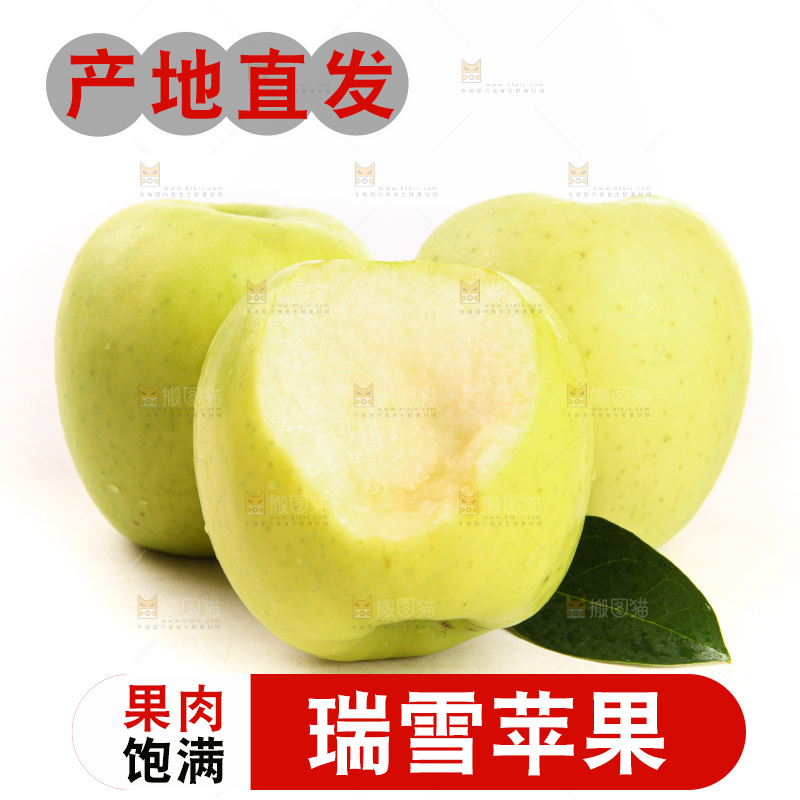 白底上的陕西瑞雪青苹果