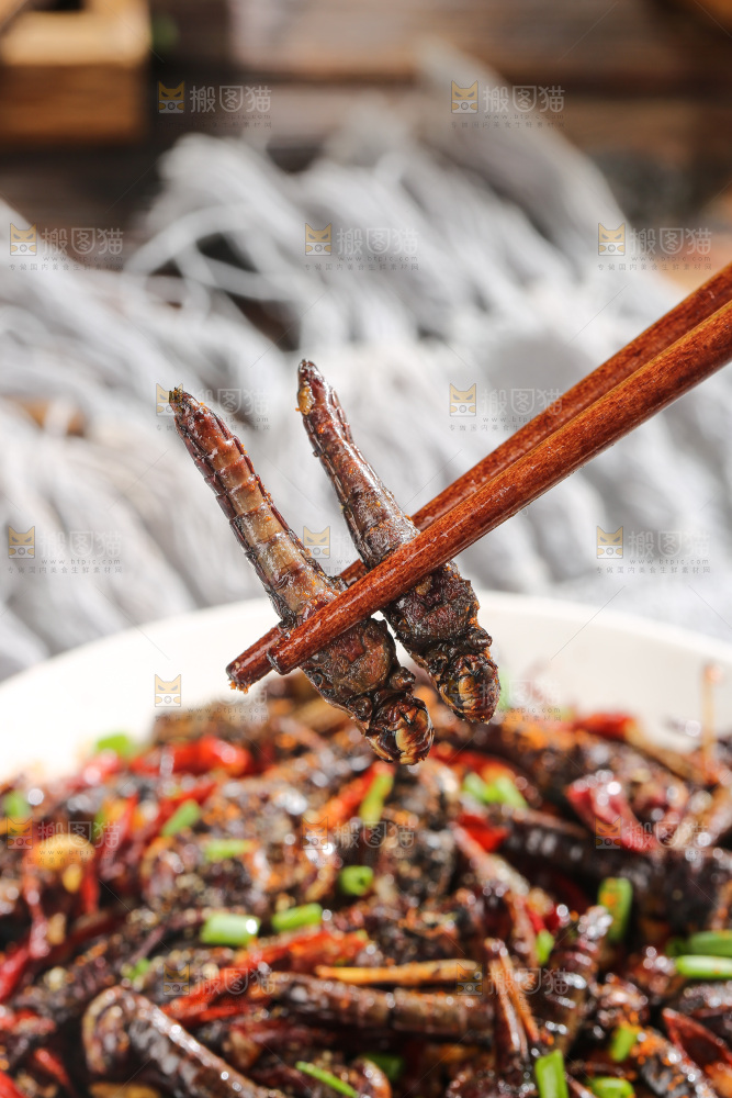 盘中里的干煸蚂蚱