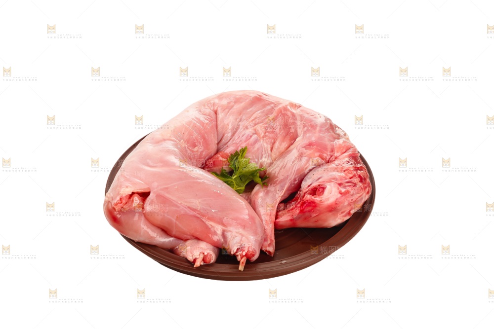 白底上的新鲜兔肉