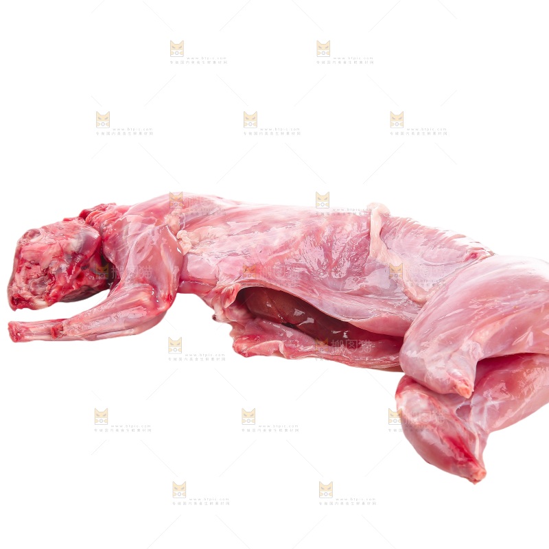 白底上的新鲜兔肉