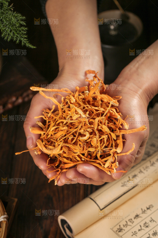 深底上的虫草花