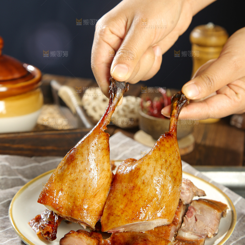 深底上的酱鹅
