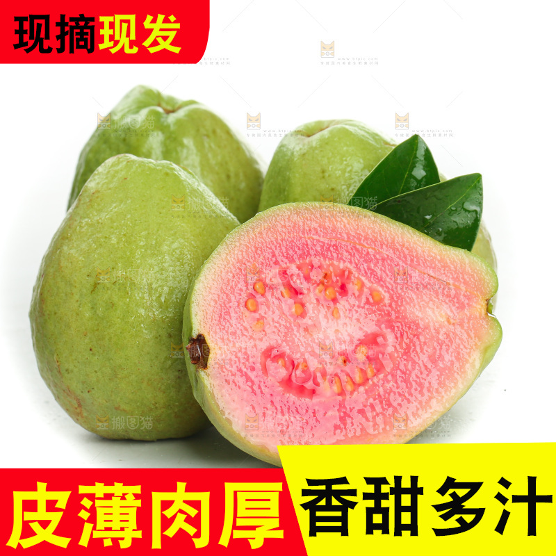 白底上的红心芭乐