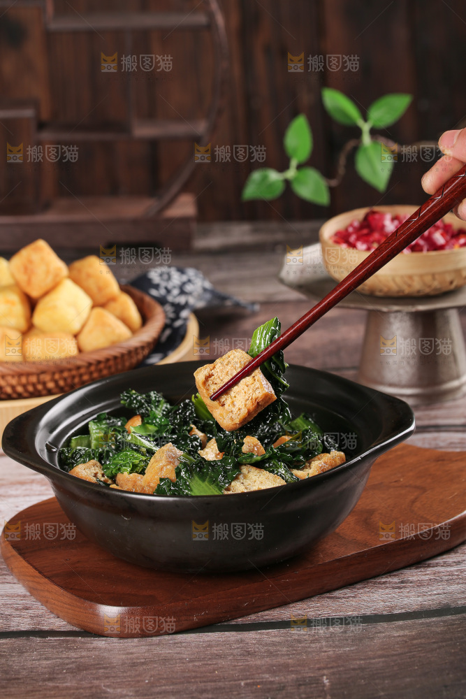 豆泡炒青菜
