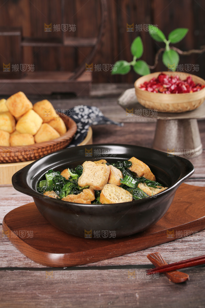 豆泡炒青菜