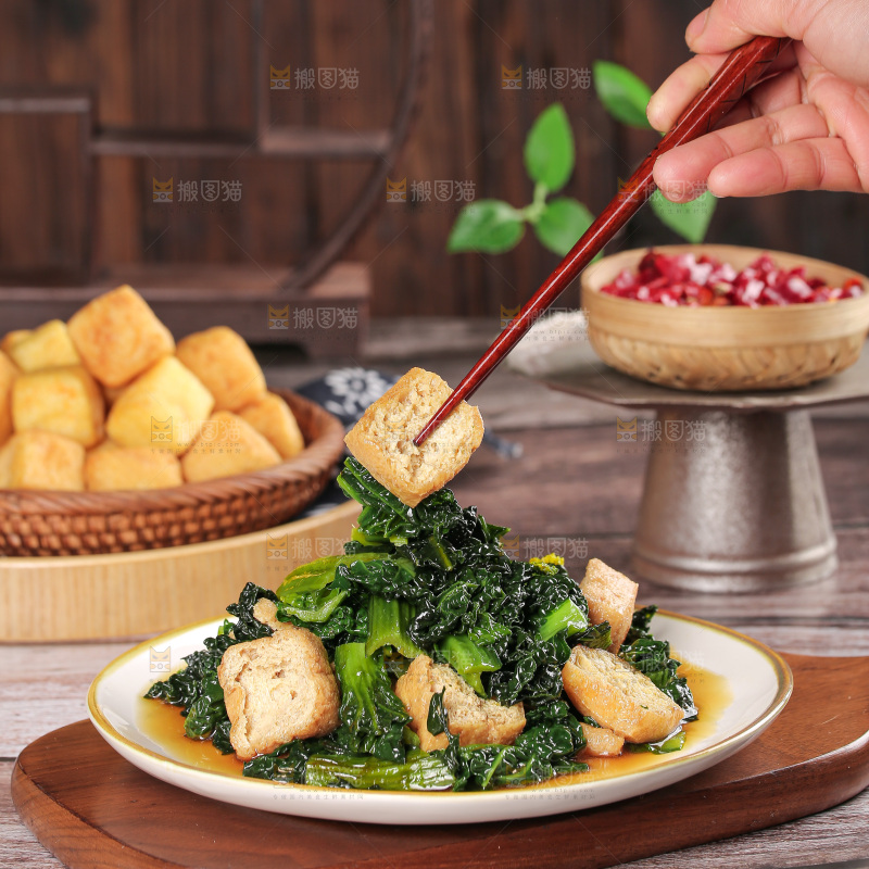 豆泡炒青菜