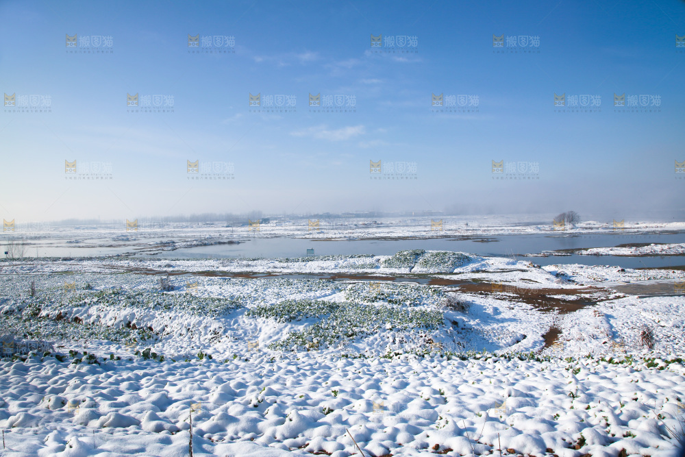 村落雪景下雪