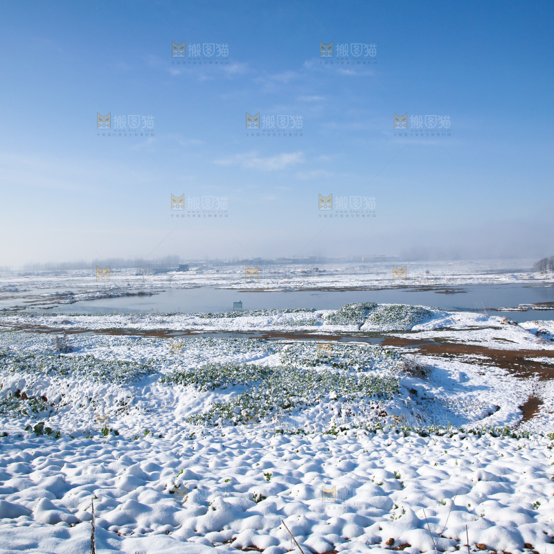 村落雪景下雪
