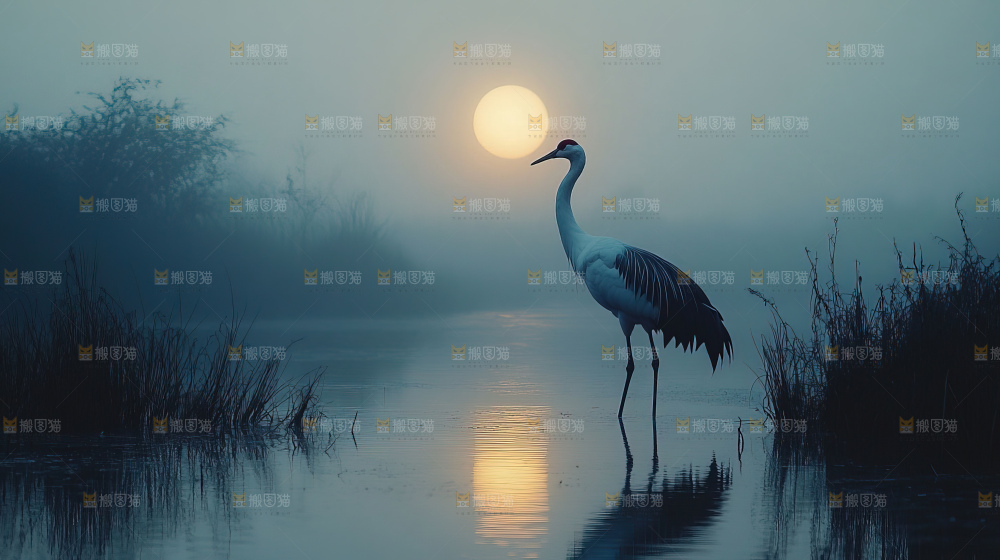 飞鸟湿地栖息鸟类生态水域风景
