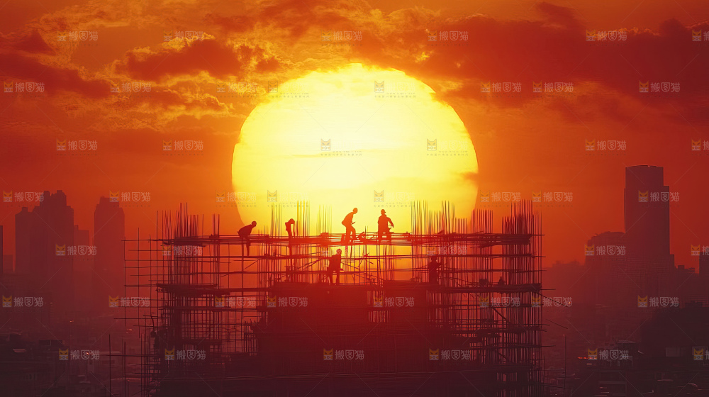 城市建设发展工地工人团队企业概念