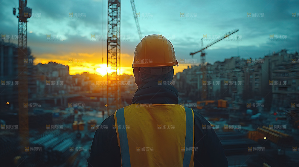 城市建设发展工地工人团队企业概念