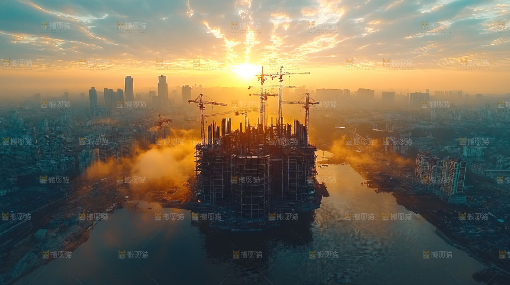 城市建设发展工地工人团队企业概念