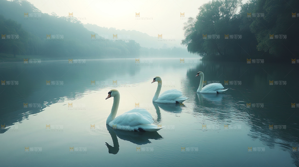 飞鸟湿地栖息鸟类生态水域风景