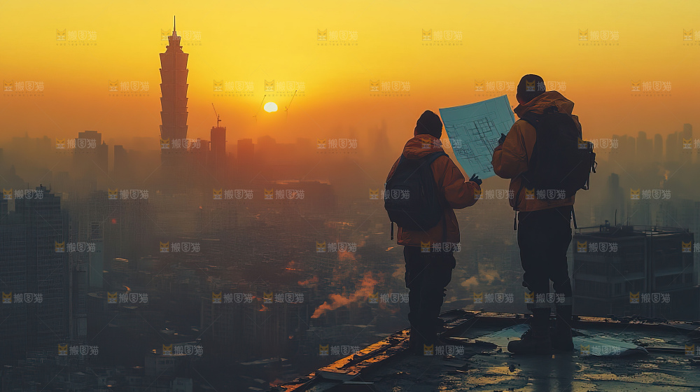 城市建设发展工地工人向上国富民强