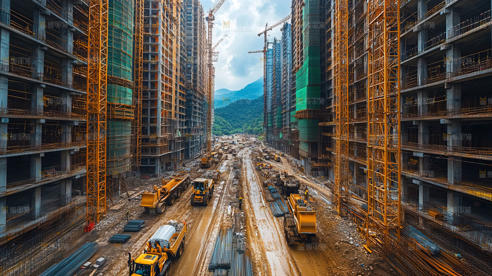 城市建设发展工地工人向上国富民强