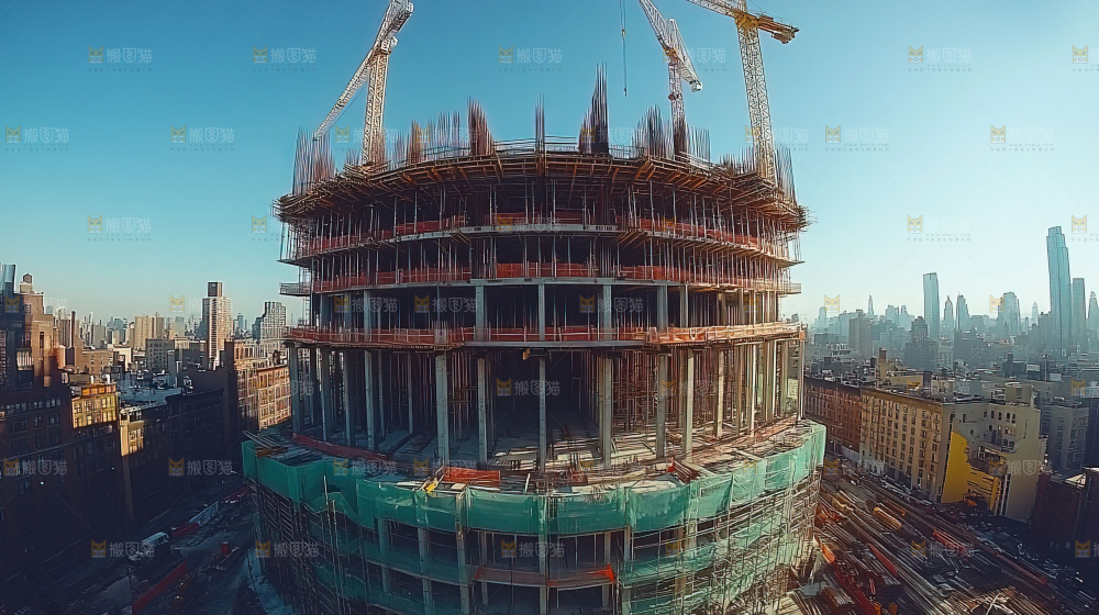 城市建设发展工地工人向上国富民强