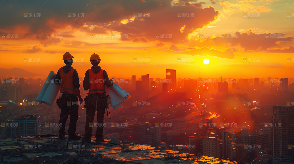 城市建设发展工地工人向上国富民强