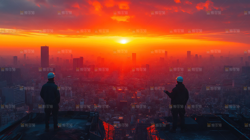 城市建设发展工地工人向上国富民强