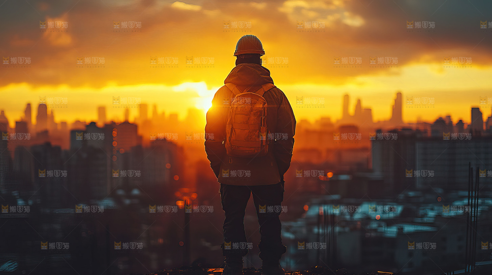 城市建设发展工地工人向上国富民强