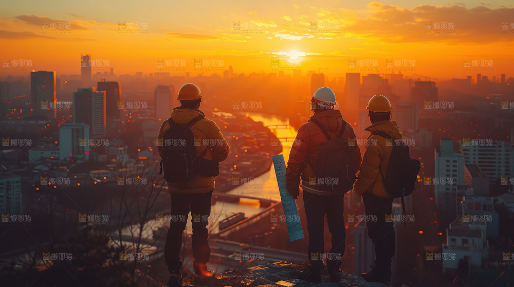 城市建设发展工地工人向上国富民强