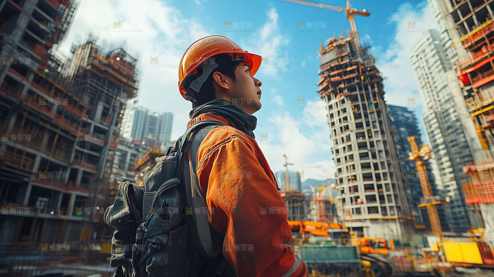 城市建设发展工地工人向上国富民强