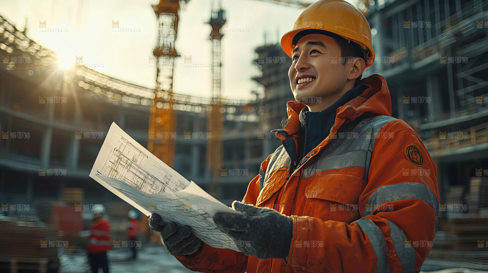 城市建设发展工地工人向上国富民强