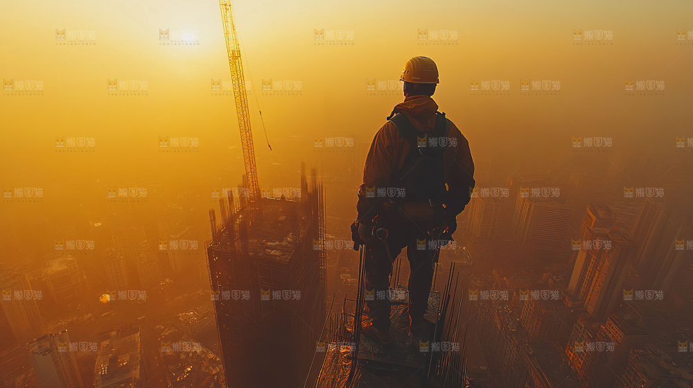 城市建设发展工地工人向上国富民强