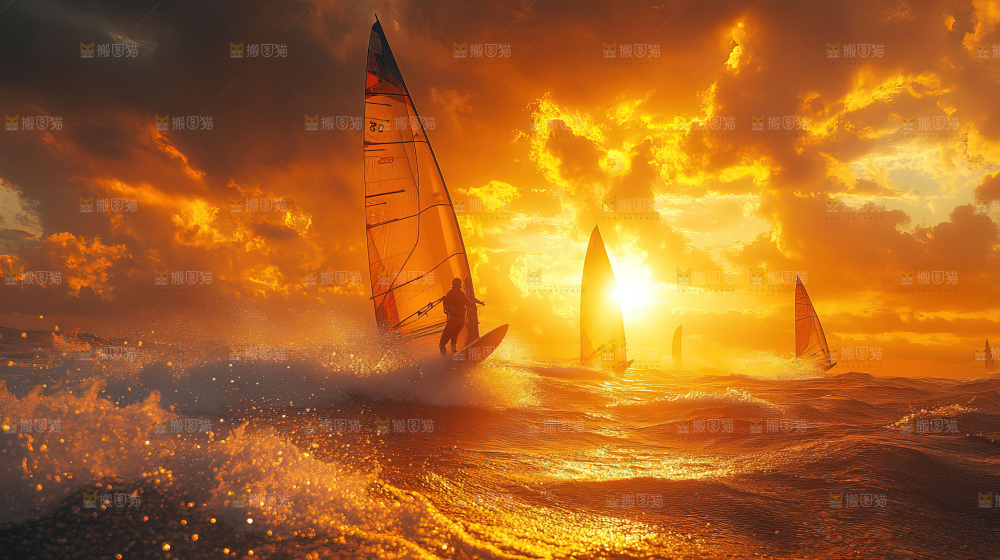 帆船运动海浪波浪激励奋斗拼搏