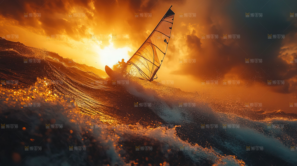 帆船运动海浪波浪激励奋斗拼搏