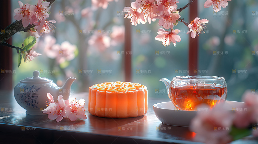中秋素材团圆花灯月饼荷花灯赏月