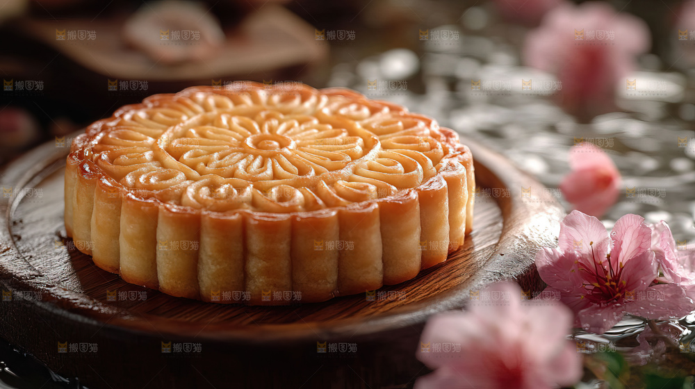 中秋素材团圆花灯月饼荷花灯赏月