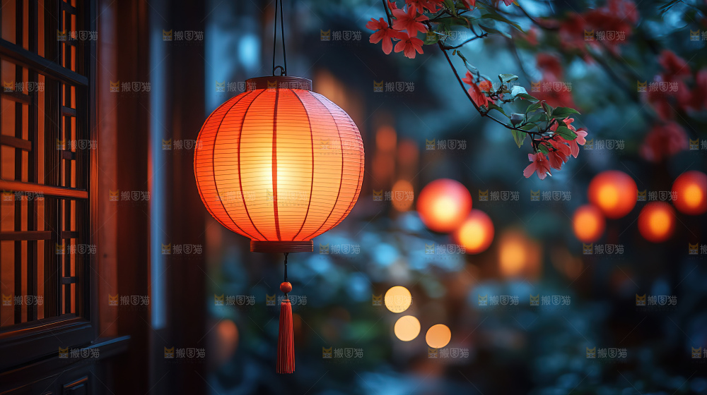 中秋素材团圆花灯月饼荷花灯赏月
