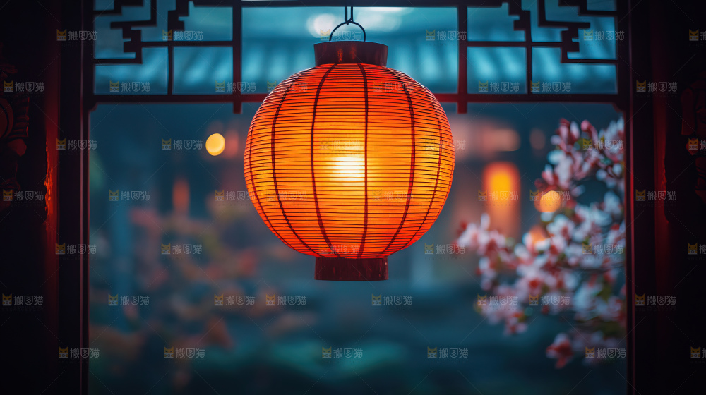 中秋素材团圆花灯月饼荷花灯赏月