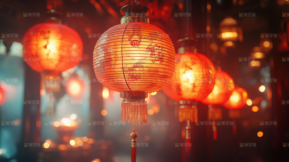 中秋素材团圆花灯月饼荷花灯赏月