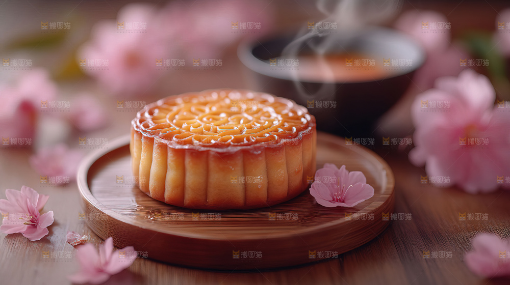 中秋素材团圆花灯月饼荷花灯赏月