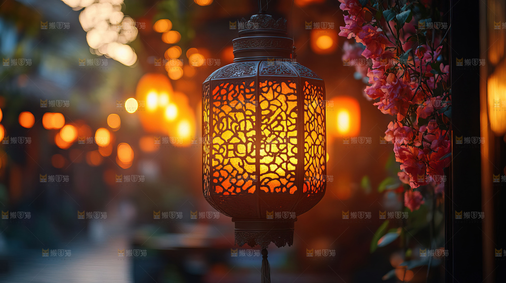 中秋素材团圆花灯月饼荷花灯赏月