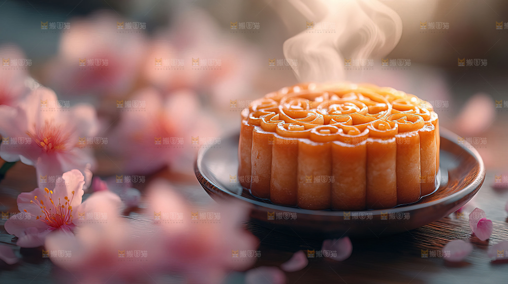 中秋素材团圆花灯月饼荷花灯赏月