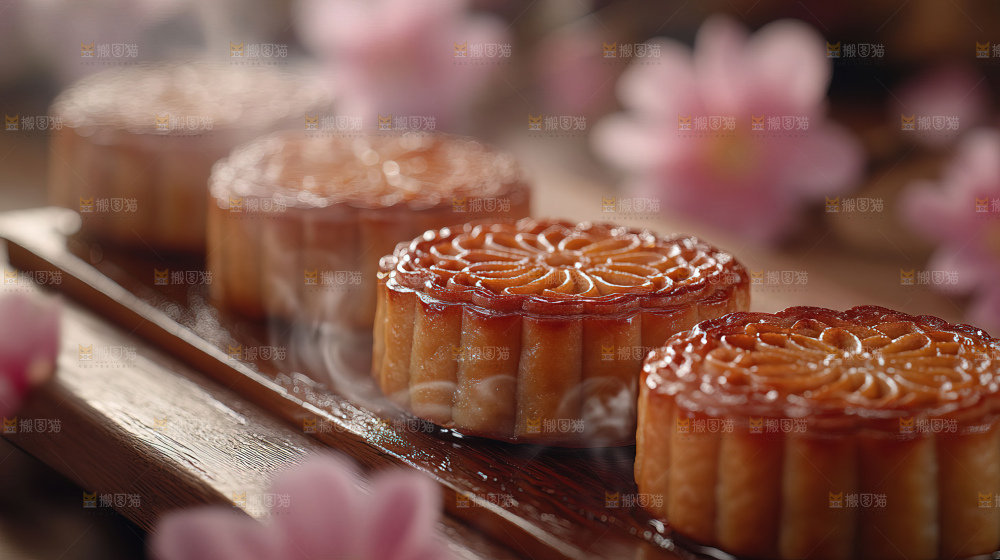中秋素材团圆花灯月饼荷花灯赏月
