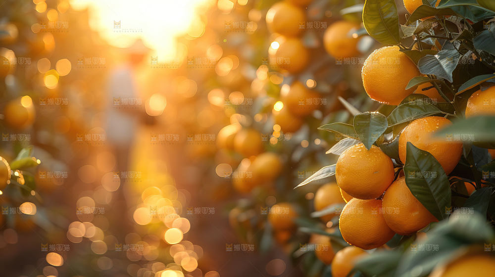 橘子园柑橘果园采摘硕果累累三农