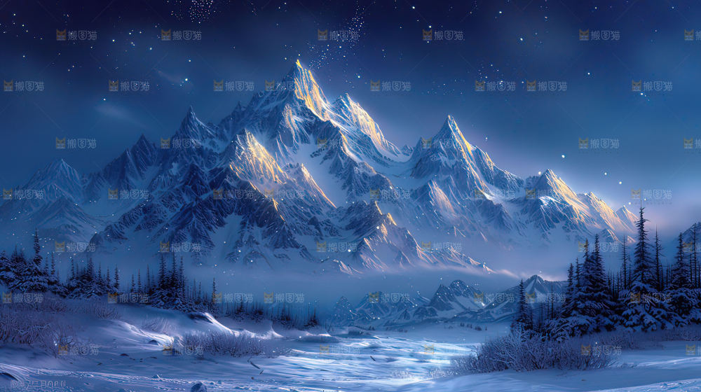雪山星空银河攀登冒险团队