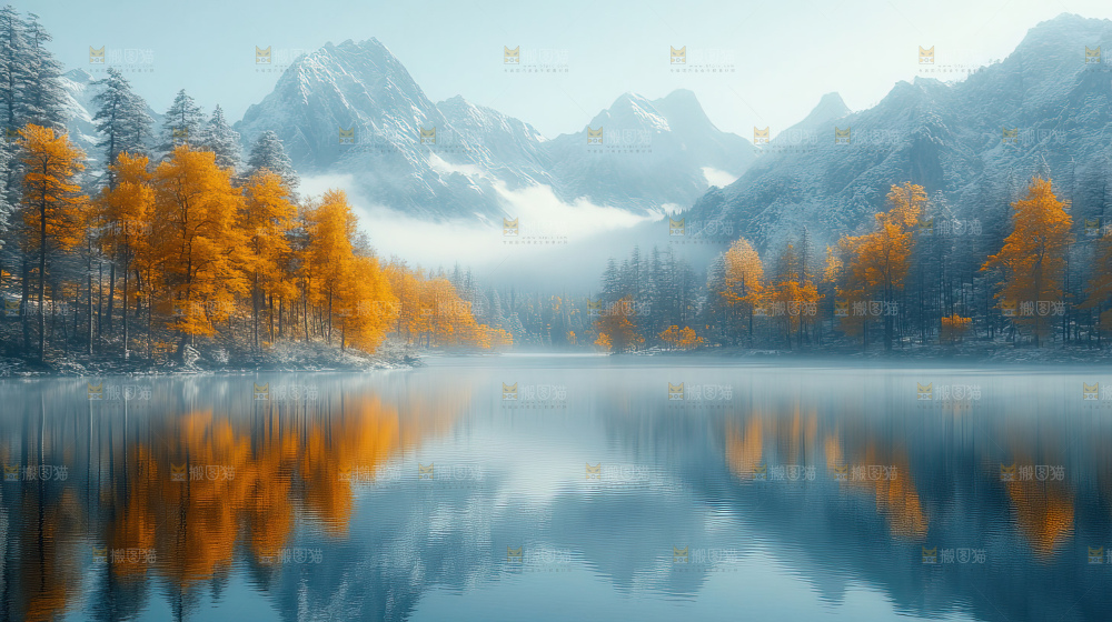 秋日落叶景观场景建筑素材